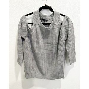 Olivacious cold shoulder grey sweater